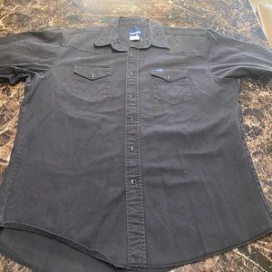 Vintage Wrangler Long Sleeve Black Pearl Snap Collared Pocket Shirt, Size XL